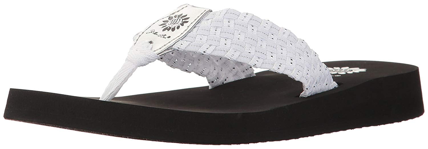 Yellow Box Women's Soleil Wedge Sandal, White/Silver, 11 M US Walmart