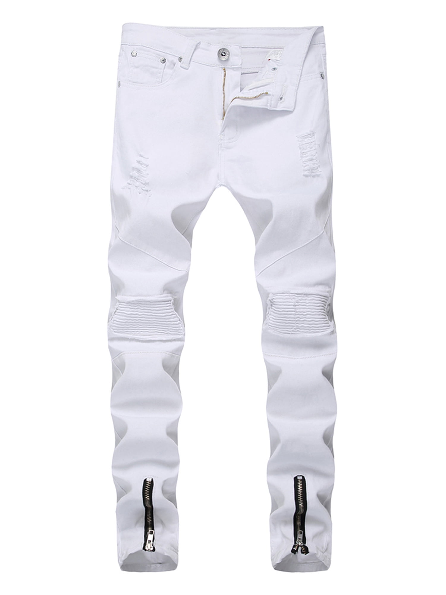 white slim fit ripped jeans