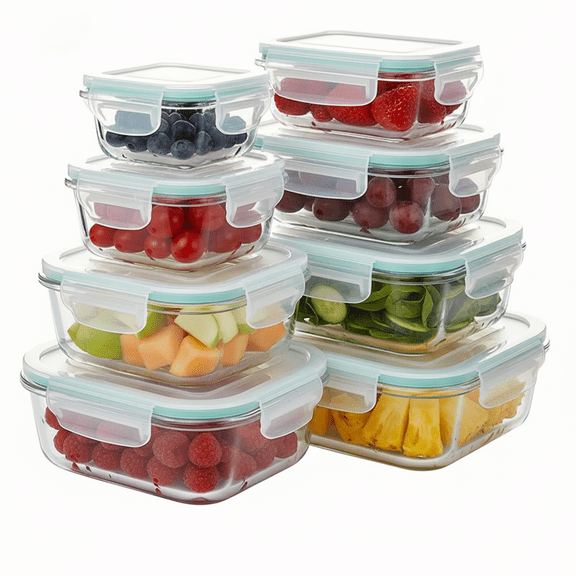 MOONXIAN 8Pack Glass Food Storage Containers, Meal Prep, Airtight Bento Boxes with Leak Proof Locking Lids, for Microwave, Lunch Boxes, Oven, Freezer And Dishwasher