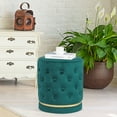 thumbnail image 6 of Joveco Round Velvet Ottoman Footstool, Modern Upholstered Button Tufted Footrest Vanity Stool, Green, 6 of 9