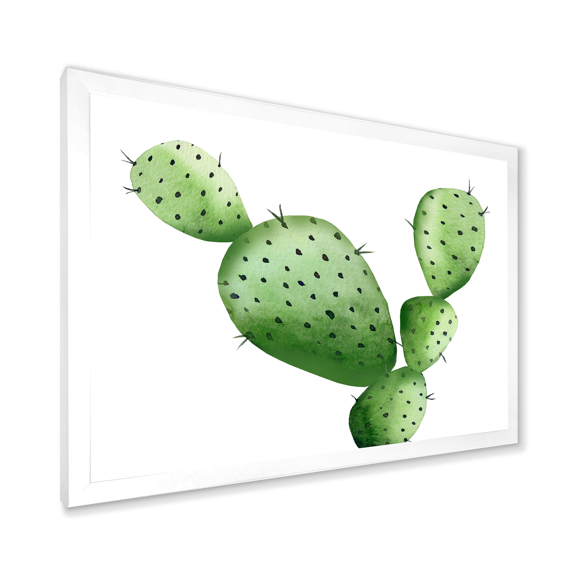 Designart 'Close Up Green Southwestern Cactus' Tropical Framed Art Print