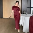 thumbnail image 4 of Women's One Shoulder Wide Leg Jumpsuit Elegant High Waist Dressy Evening Party Outfit, 4 of 7