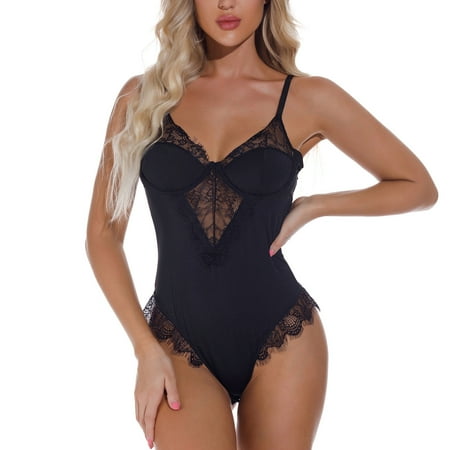 

Shapewear Bodysuit For Women Lingerie Underwear Fishnet Tights Pajamas Women Lace Teddy s Lace Black L