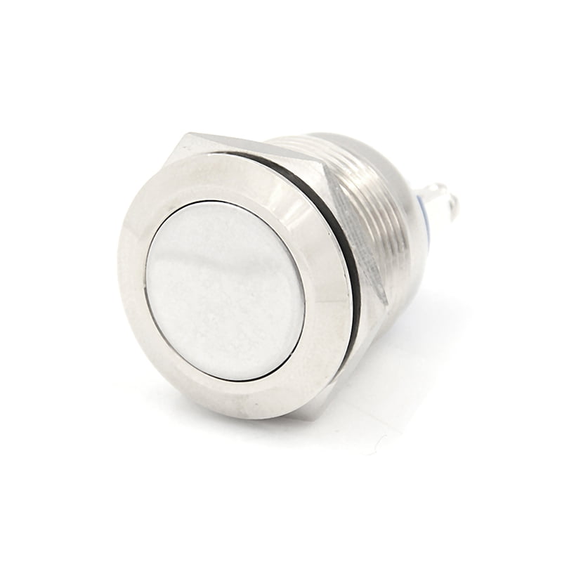 1PC 19mm waterproof silver momentary metal push button switch flat top switch YR 