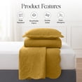 thumbnail image 2 of IR Imperial Rooms 3 Piece Quilt Set Microfiber Embossed Floral Bedspread Lightweight Bedding Queen Ochre, 2 of 9