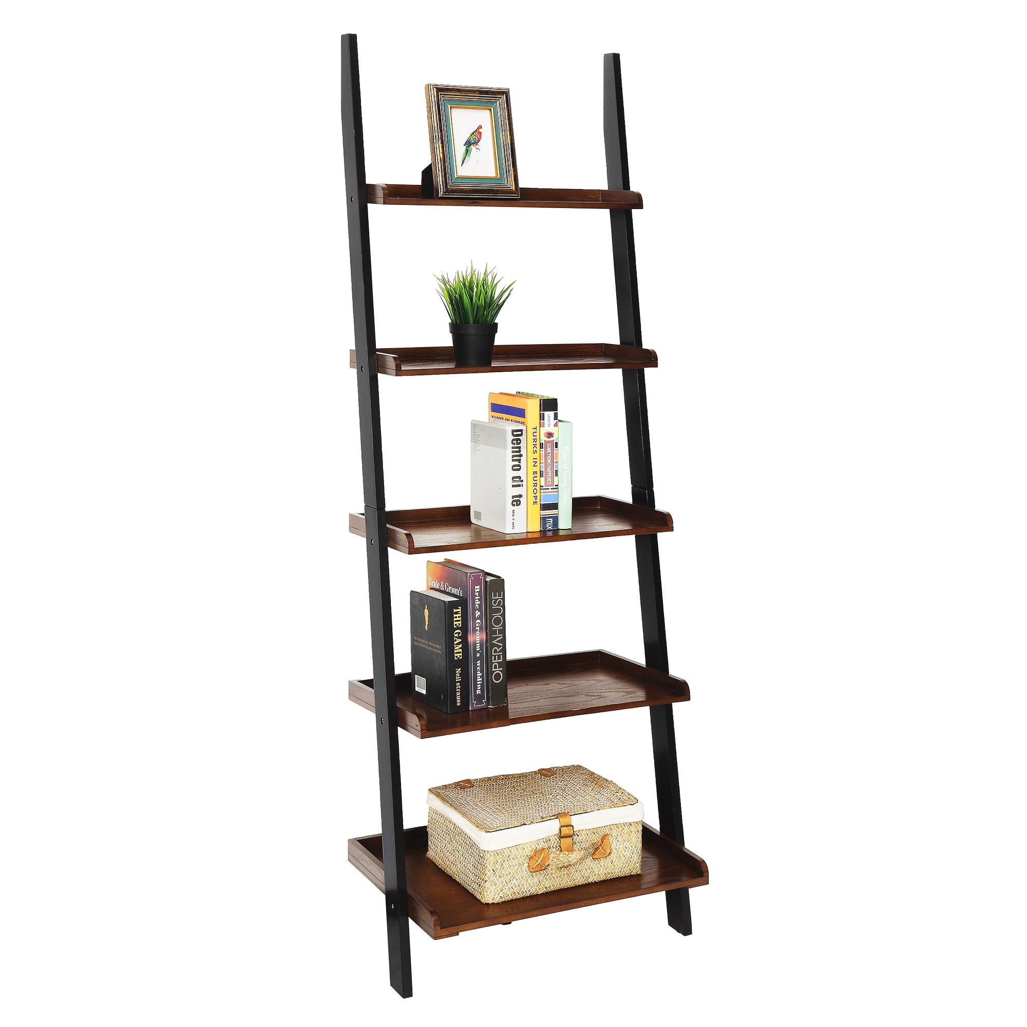 Convenience Concepts French Country 5-Tier Bookshelf Ladder, Dark Walnut/Black (Furniture)