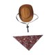 thumbnail image 5 of Accesorios de vestuario de vaquero de mascota sombrero de vaquero y pañuelo divertido para el cumpleaños del gato M rojo, 5 of 8