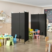 JAXPETY 6 Ft Modern Room Divider, Folding Privacy Screen with 3 Panels and Metal Standing, Portable Wall Partition for Home Office Separator, Black