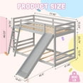 thumbnail image 2 of Zimtown Bunk Bed Twin Over Twin,Kids Low Floor Bed Frame with Slide for Children Boys Girls Dormitory Bedroom,No Box Spring Needed,Gray, 2 of 9