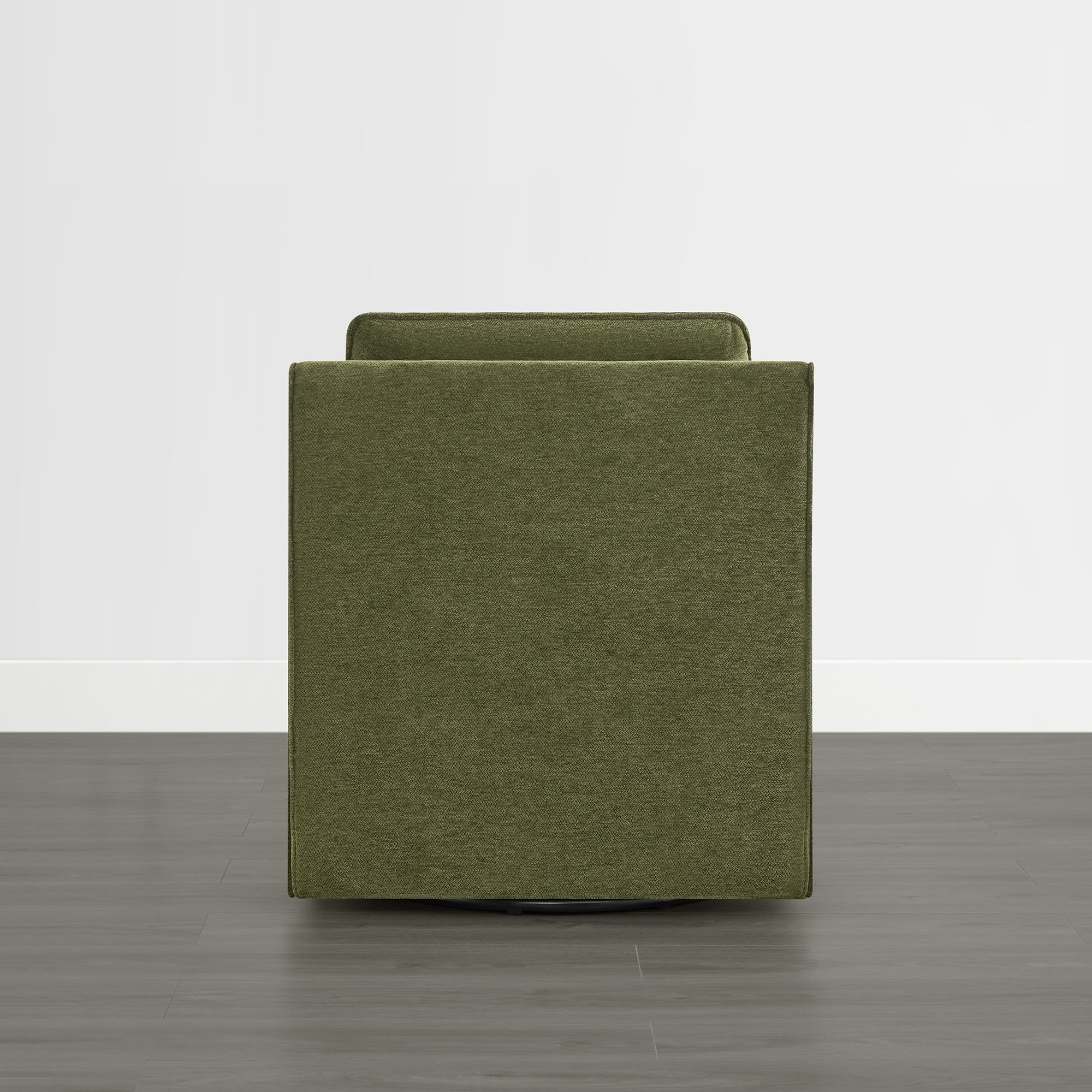 Spruce & Spring Upholstered Swivel Glider Accent Chair for Living Room, Nursery and Bedroom, Reversible Cushions, Track Arms, Modern Lounge Chair, Green