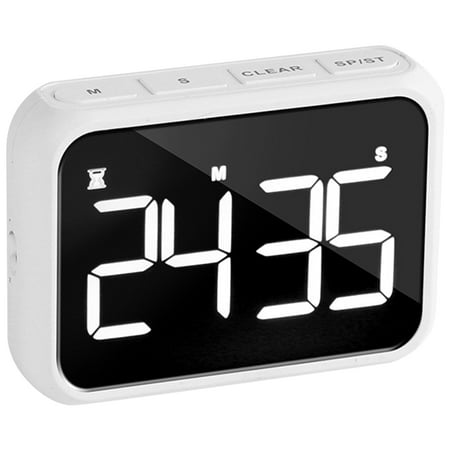 

Digital Kitchen Timer Countdown Count Up Timer with Large LED Display 2 Brightness Loud Volume Easy for Cooking White