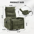 thumbnail image 5 of CQSXDA Heat Massage Manual Recliner Chair in Comfortable Fabric with Rocker and Swivel Features for Living Room Relaxation，Green, 5 of 14