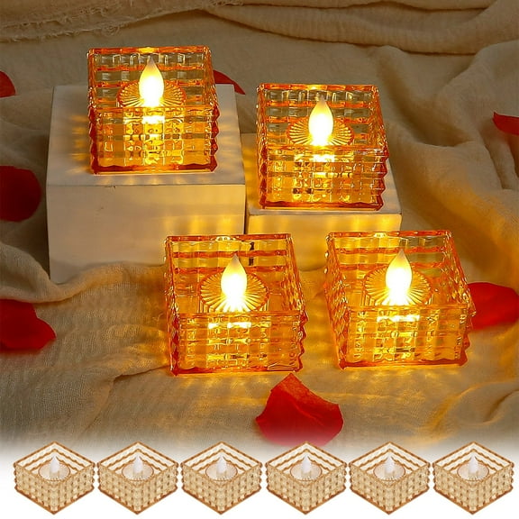 Flameless Candles Battery Operated LED Tealight Candles 6 Pack Crystal Clear Votive For Christmas Home And Holiday Decor Electronic Candles