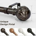 thumbnail image 6 of Long Bronze Curtain Rod, Heavy Duty 1 Inch Decorative Curtain Rods for Windows 66 to 120 Inch, Single-Side Adjustable Vintage Rustic Antique Brown Drapery Pole with Netted Texture Finials, 6 of 6