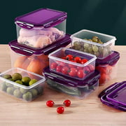 NA Household Plastic Transparent Storage Box Refrigerator Sealed Fresh-Keeping Box Kitchen Cereals Storage Box Food can Transparentbox+purplecover