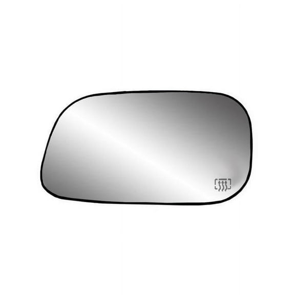 33252 - Fit System Driver Side Heated Mirror Glass w/ backing plate, Chrysler Aspen 07-09, Dodge Dakota 05-10, Durango 04-09, 5 7/ 16" x 9 9/ 16" x 10" (foldaway mirrors, 6x9)
