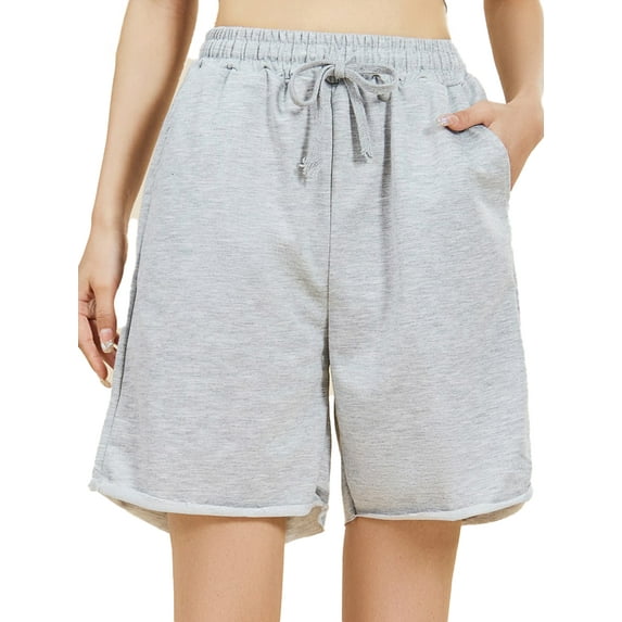 Lovito Plain Athletic Shorts Plain Running Shorts with Pockets and drawstring