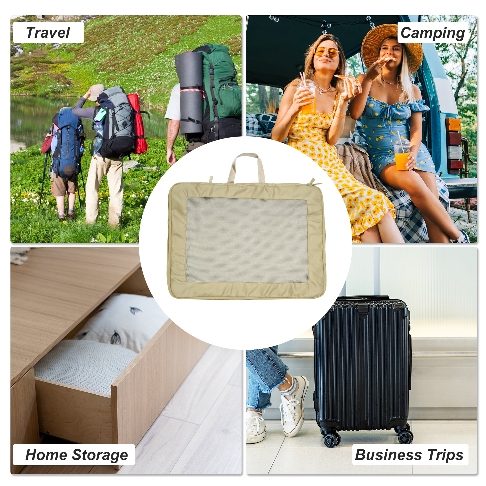 Unique Bargains Portable Packing Cube 1pc Organizer Khaki 17.72"x4.72"x12.99"