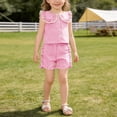 thumbnail image 4 of ZOSOED Girls 2 Piece Set Cotton Gingham Ruffle Collar Top & Shorts Set Pink 6-12 Months, 4 of 4