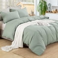 thumbnail image 2 of Green Cotton Duvet Cover Queen Size 3-Piece Set Soft Cotton Bedding Comforter, 2 of 6