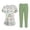 02-Green, variant on Scrubs for Women Set Cute Print Tops Short Sleeve Cartoon Pattern V Neck Stretchy Nursing Uniform Set with Pockets