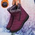 thumbnail image 5 of Rokment Women's Winter Snow Boots Cold Weather Thermal Plush Lined Lightweight Non Slip Zip up Wedge Low Heel Mid Calf Short Booties for Elderly Women Work Walking Purple Size 6, 5 of 5