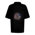 thumbnail image 4 of Mohiass Womens Patriotic Collared Polo Shirts Cotton Wicking Independence Day American Flag Lapel Tops Short Sleeve Stars Striped Summer Button Down Shirt Black L, 4 of 4