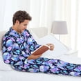 thumbnail image 6 of Sikiie flower Skull star Mens Pajama Set, Soft Warm Long Sleeve Sleepwear, Cozy Button-Down Pjs for Men-Large, 6 of 7