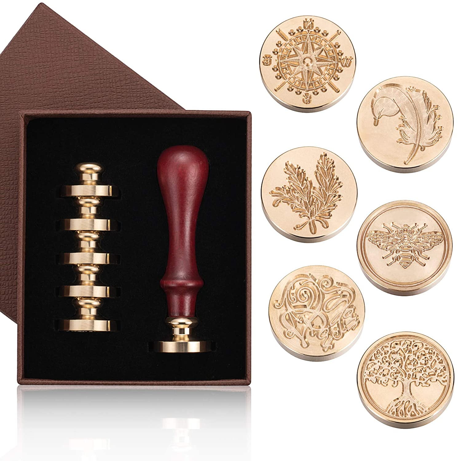 Peacock Feather Wax Seal Stamp and Wood Handle Sets happy birthday Invitation Stamp