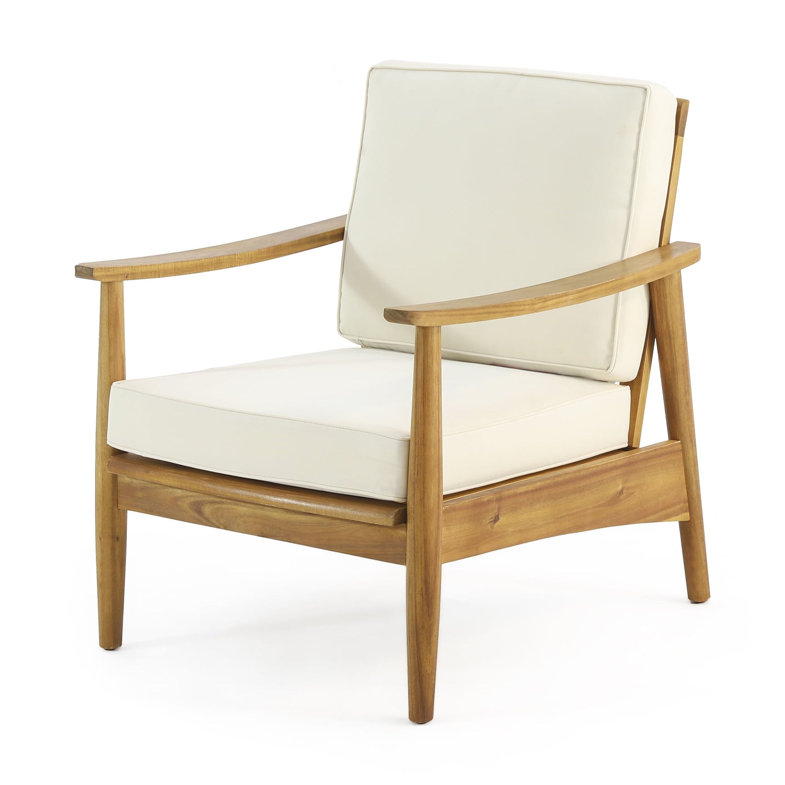 Euroco Outdoor Acacia Wood Club Chair with Slatted Design and Weather-Resistant Finish