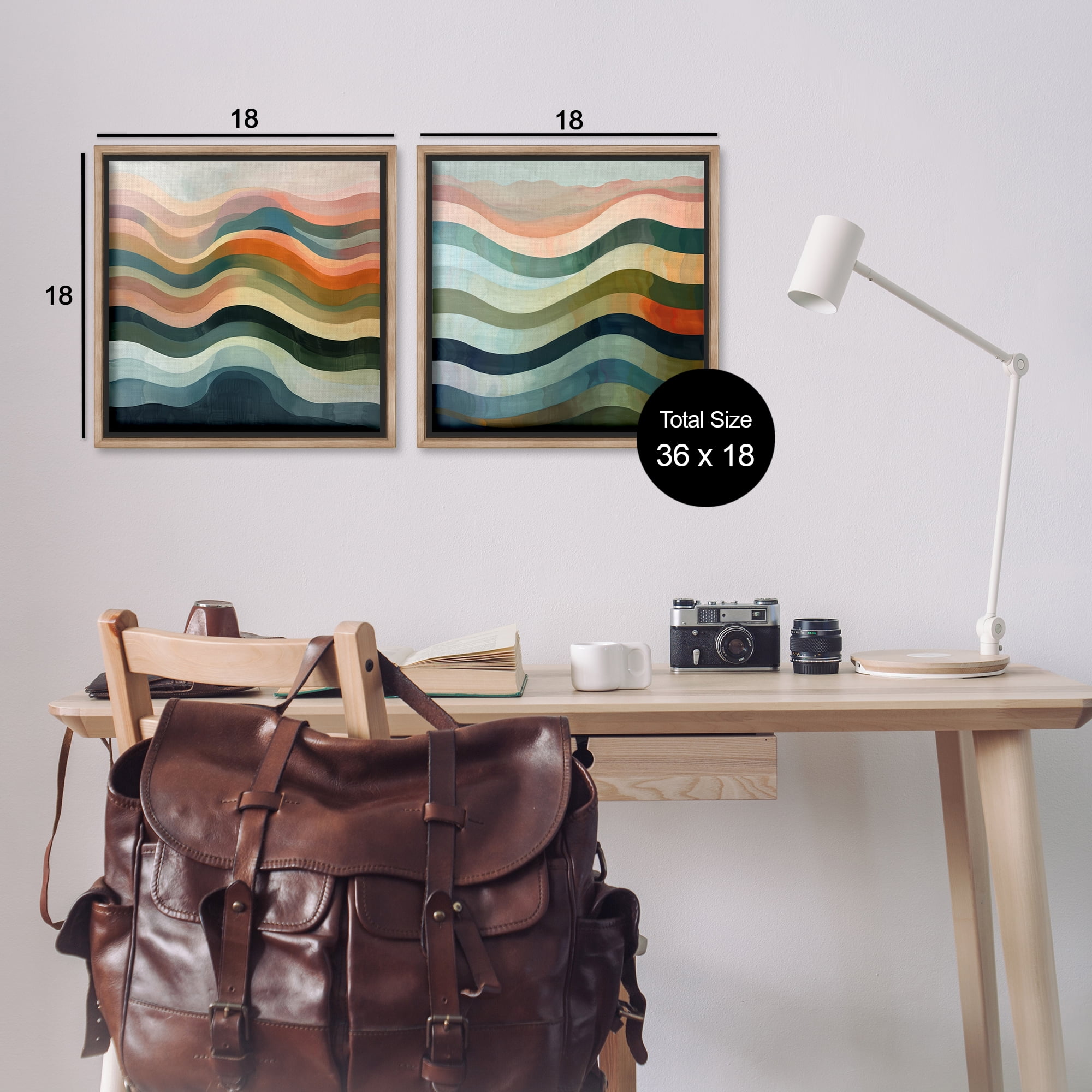 Stupell Industries Earth Tone Fluid Waves Abstract Painting Brown Floater Framed Canvas Art Print Wall Art, 18 x 18, Set of 2