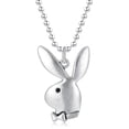 thumbnail image 1 of 2023 - Collier Lapin Playboy Chaîne Rolo 24 Pouces en Acier Inoxydable 304, avec Alliage de Zinc Antique Play Boy Rabbi, 1 of 5