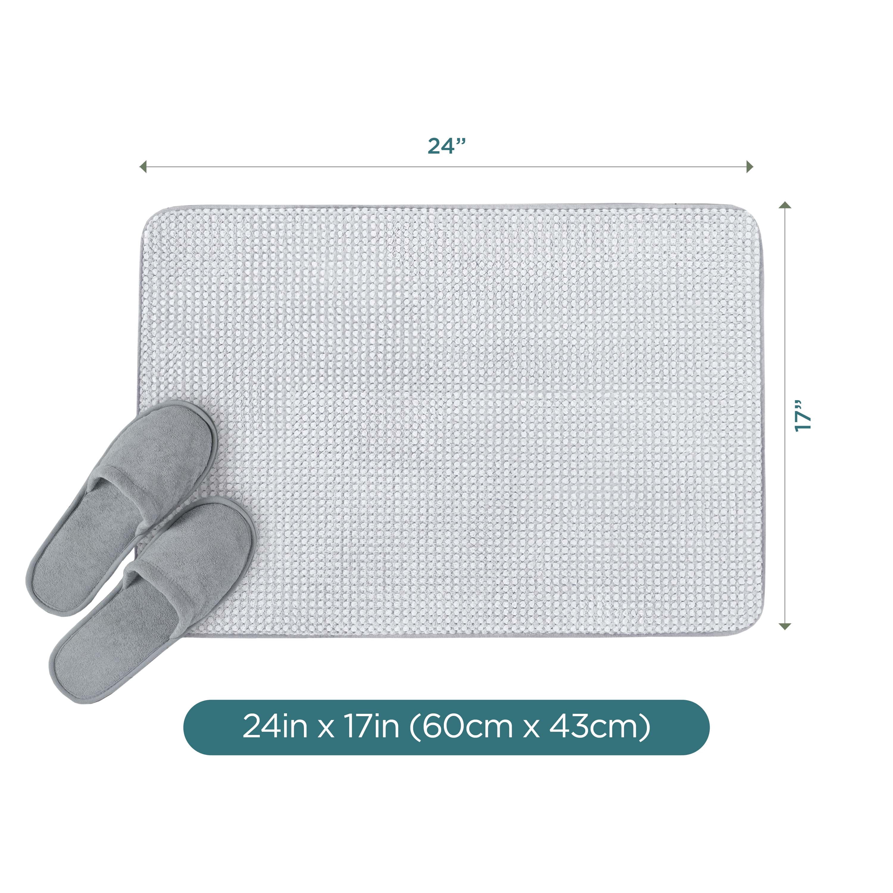 Vellux Bliss Memory Foam Bath Rug, 17" x 24", Light Grey