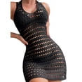 thumbnail image 1 of Liacowi Women Crochet Bikini Cover Ups Hollow Out Bodycon Short Dress Casual Sleeveless Beach Tank Dress, 1 of 5