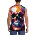 thumbnail image 4 of Pofeuu Colorful Skull Print Men's Muscle T-Shirt, Sleeveless, Muscle Tank, Classic Muscle Tee Top For Men Casual Sleeveless Muscle T-Shirt Trendy Clothes-Large, 4 of 7