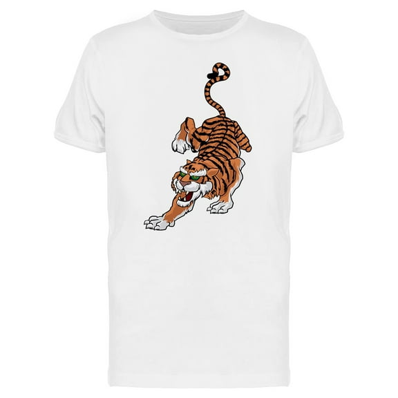 Tiger Preparing To Attack T-Shirt Men -Image by Shutterstock, Male x-Large