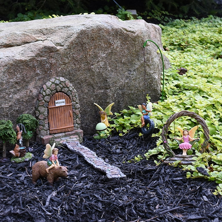 Mini Tire Swing Dark Hair Fairy Boy Figurine Garden Dollhouse Decor Accessory Mini Tire Swing Dark Hair Fairy Boy Figurine Garden Dollhouse Decor Accessory