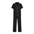 thumbnail image 6 of LWITHSZG Pajama Sets for Women Short Sleeve Button Down Shirts and Straight Leg Pants 2 Piece Matching Pjs Summer Loose Lounge Sets, 6 of 6