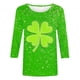 thumbnail image 4 of RKSTN 3/4 Length Sleeve Womens Tops Oversized Crewneck St Patricks Day Lucky Shamrocks Graphic Print T Shirt Womens Casual Plus Size Round Neck Loose Irish Festivities Three Quarter Sleeve Shirt, 4 of 6