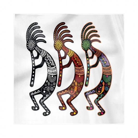 Retro Decorative Satin Napkins Set of 4, Fertility Art Inspired by Timeless Design Illustration Print, Square Fabric Party & Dinner Napkin, 18", Multicolor, by Ambesonne