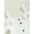 thumbnail image 4 of Toddler Baby Girl Summer Clothes Short Sleeve Cold Shoulder Suspender Ribbed Top Shorts Belt Bag Cute Girls Kids Outfit, 4 of 8
