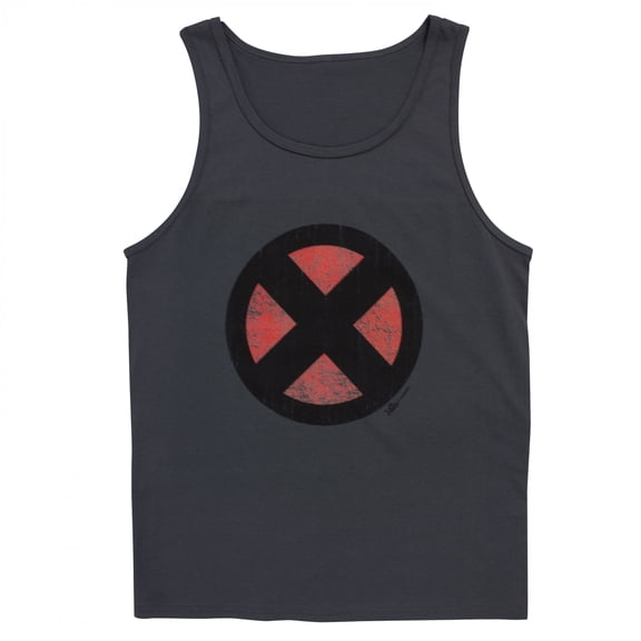 X-Men Distressed Symbol Dark Grey Tank Top-3XLarge