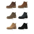thumbnail image 6 of YAZI Womens Lug Sole Platform Ankle Booties Chelsea Slip on Chunky Block Heel Leather Combat Boots, 6 of 12