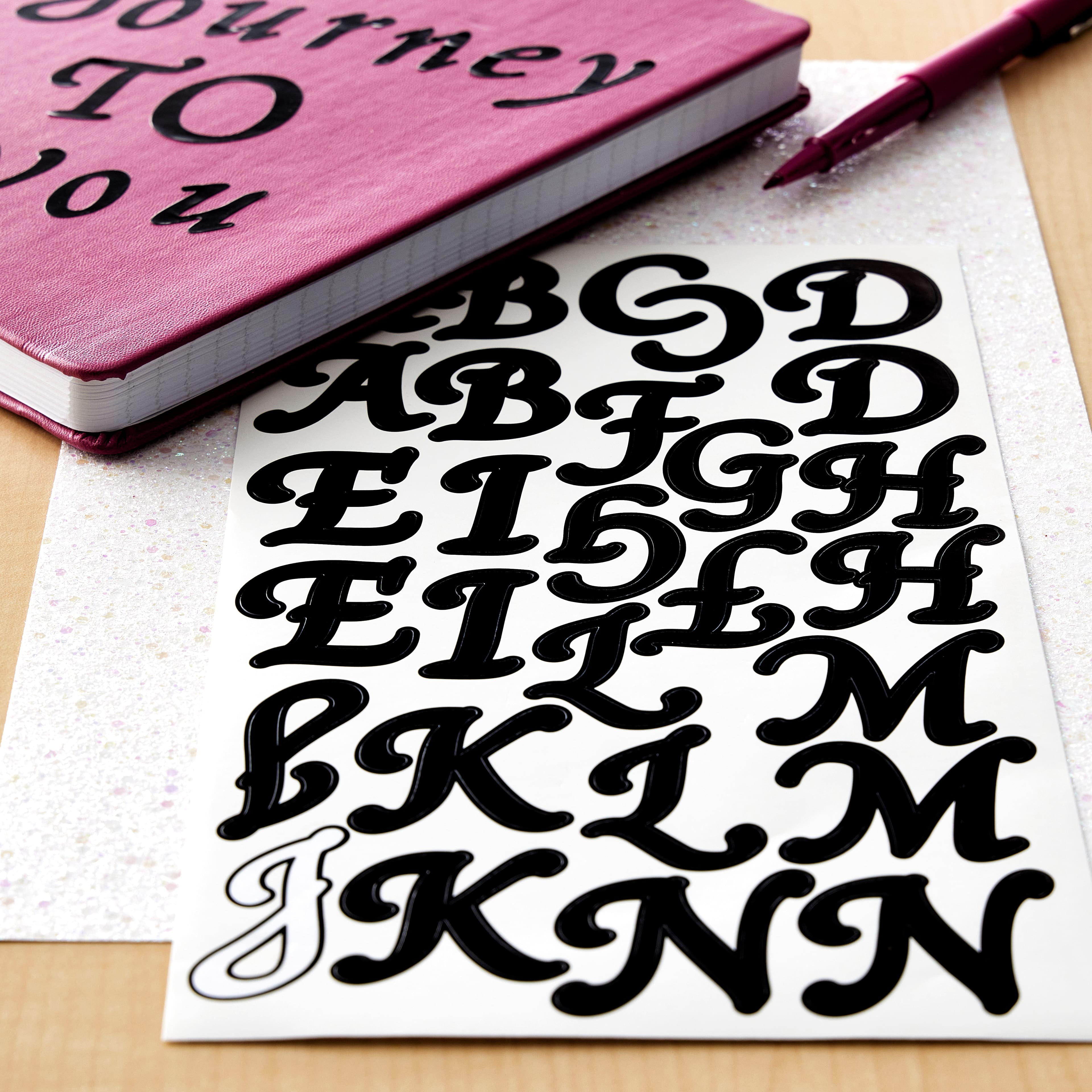 Recollections Large Elegant Black Alphabet Stickers, 12 Pack