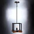 thumbnail image 3 of Luxury Modern Farmhouse Pendant, 11''H x 11''W, Matte Black & Rich Walnut Finish, Broadway Collection, by Urban Ambiance, 3 of 8
