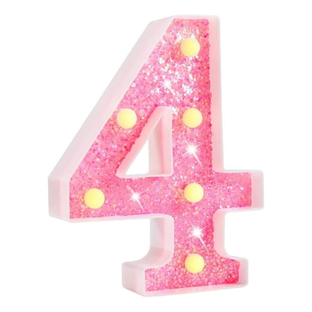 

Jubilant LED Digital Lights Glitter Numbers Sign Battery Powered Warm White Night Light Party Wedding Home Decor