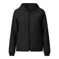 thumbnail image 2 of FSYBOA Girls Windbreaker Jackets, Waterproof Long Sleeve Full Zip Drawstring Hooded Outerwear Black Size 15-16T, 2 of 7