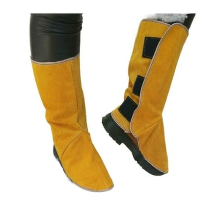 Workplace Welding Leather Long Shoes Boots Leather Welding Fire Protection Foot Leggings Welder Foot Cover Wear Insulation  Durable Material