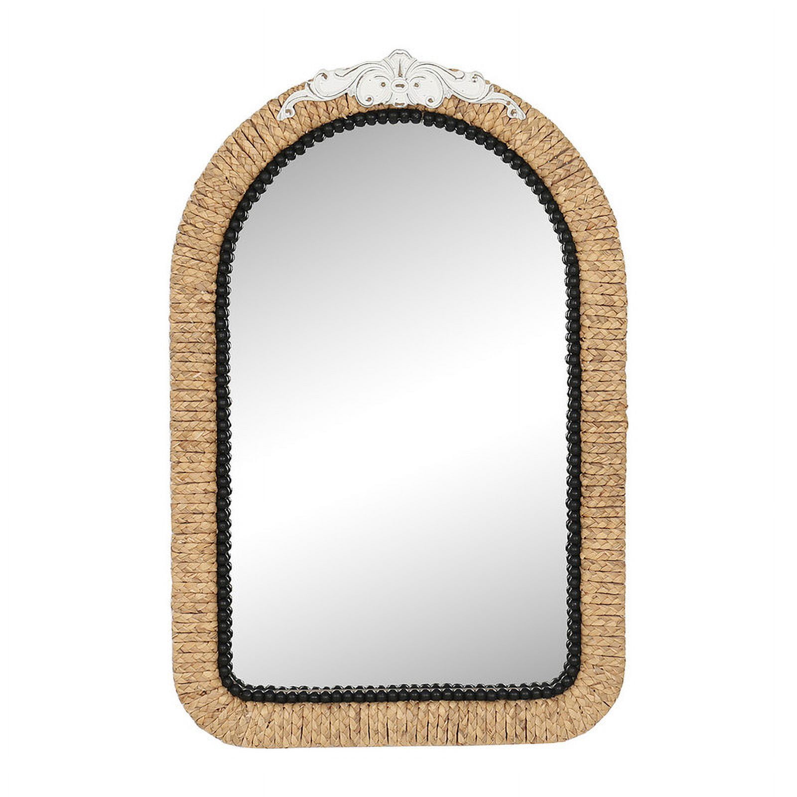 Serenity Arched Rattan Frame Boho Wood Wall Mirror