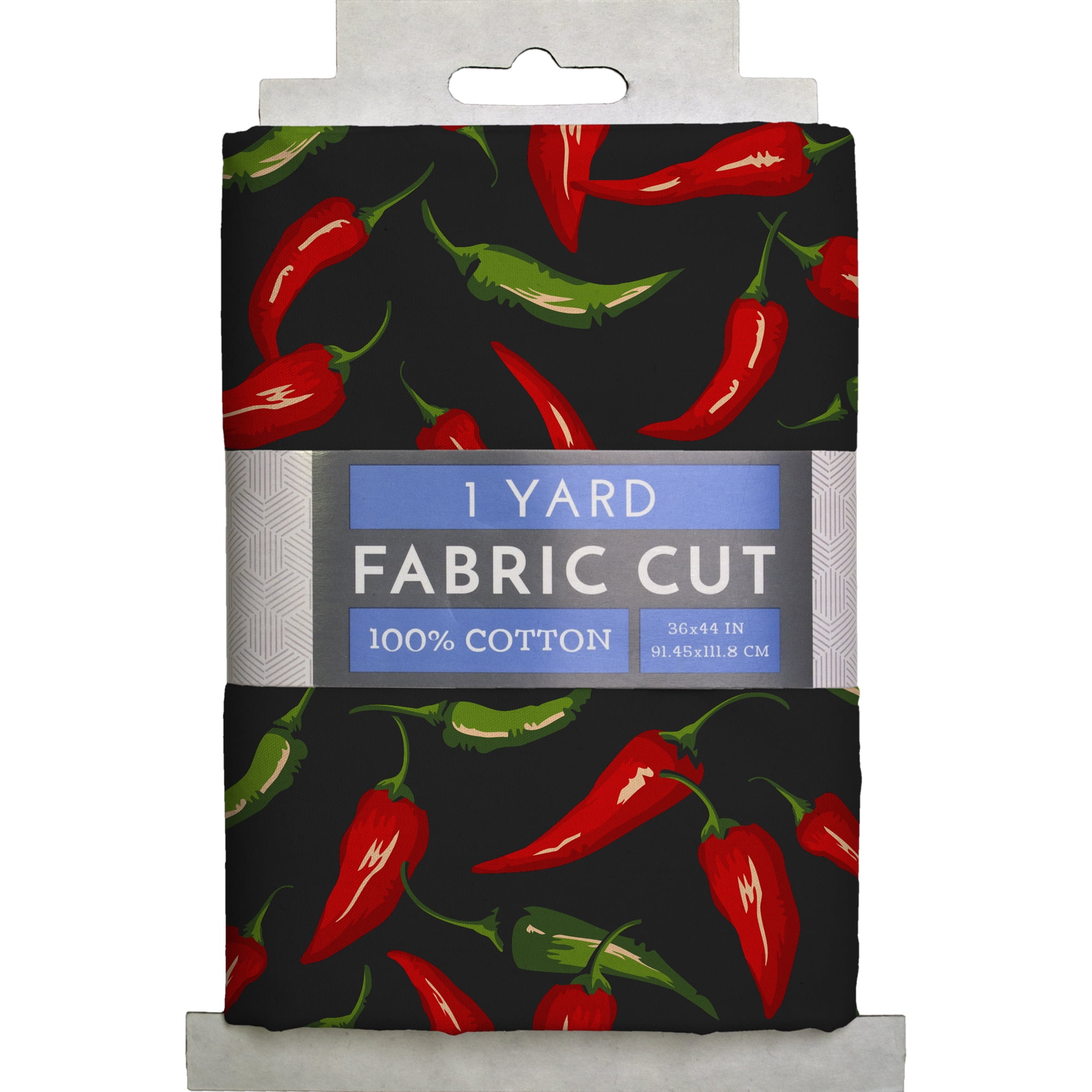 1 Yard 100% Cotton Chilli Peppers, Black, 44" Wide for Quilting & Sewing by David Textiles